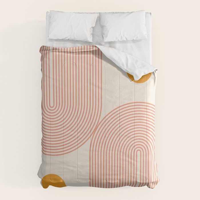 Abstraction_SUN_DOUBLE_LINE_POP_ART_Minimalism_001C Comforter Gallery Image 6