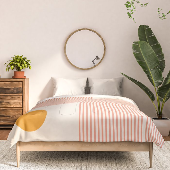 Abstraction_SUN_DOUBLE_LINE_POP_ART_Minimalism_001C Comforter Gallery Image 3