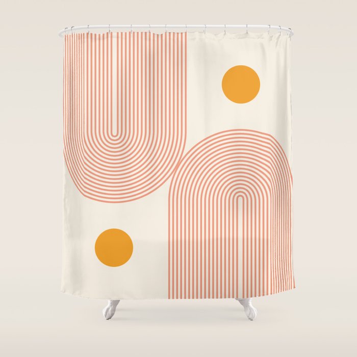 Abstraction_SUN_DOUBLE_LINE_POP_ART_Minimalism_001C Shower Curtain Gallery Image 1