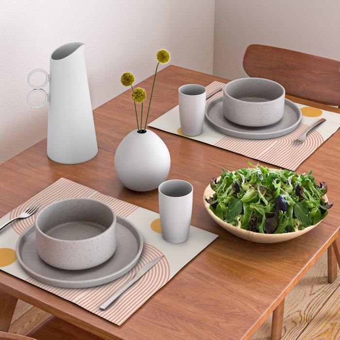 Abstraction_SUN_DOUBLE_LINE_POP_ART_Minimalism_001C Placemat Gallery Image 2