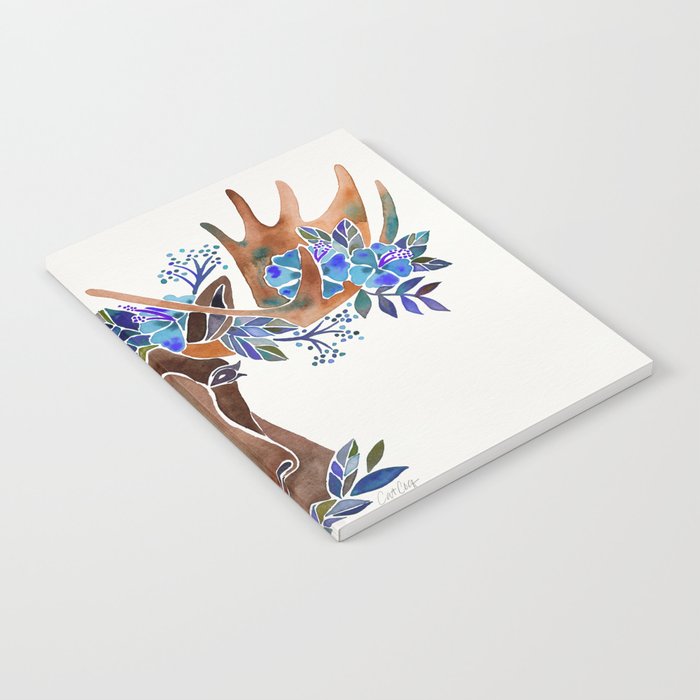 Floral Moose - Blue Flowers Notebook