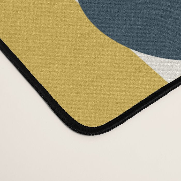 Mid-Century Modern Geometrica Pattern in Navy Blue, Mustard, Grey, Beige, and Cream Desk Mat Gallery Image 4