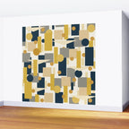 Mid-Century Modern Geometrica Pattern in Navy Blue, Mustard, Grey, Beige, and Cream Wall Mural Gallery Image 2