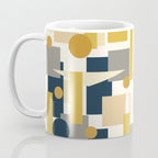 Mid-Century Modern Geometrica Pattern in Navy Blue, Mustard, Grey, Beige, and Cream Coffee Mug Gallery Image 3