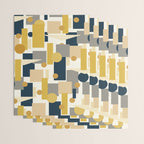 Mid-Century Modern Geometrica Pattern in Navy Blue, Mustard, Grey, Beige, and Cream Wrapping Paper Gallery Image 3