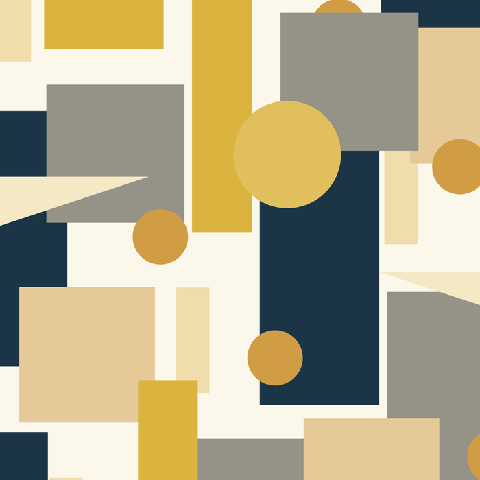 Mid-Century Modern Geometrica Pattern in Navy Blue, Mustard, Grey, Beige, and Cream Coffee Mug Gallery Image 2