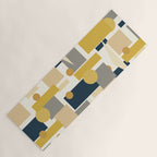 Mid-Century Modern Geometrica Pattern in Navy Blue, Mustard, Grey, Beige, and Cream Yoga Mat Gallery Image 1