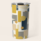 Mid-Century Modern Geometrica Pattern in Navy Blue, Mustard, Grey, Beige, and Cream Travel Mug Gallery Image 1