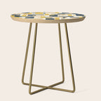 Mid-Century Modern Geometrica Pattern in Navy Blue, Mustard, Grey, Beige, and Cream Side Table Gallery Image 1