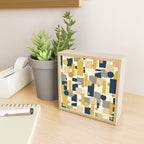 Mid-Century Modern Geometrica Pattern in Navy Blue, Mustard, Grey, Beige, and Cream Mini Art Print Gallery Image 2