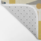 Mid-Century Modern Geometrica Pattern in Navy Blue, Mustard, Grey, Beige, and Cream Bath Mat Gallery Image 2