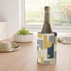 Mid-Century Modern Geometrica Pattern in Navy Blue, Mustard, Grey, Beige, and Cream Wine Chiller Gallery Image 4