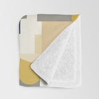 Mid-Century Modern Geometrica Pattern in Navy Blue, Mustard, Grey, Beige, and Cream Throw Blanket Gallery Image 3