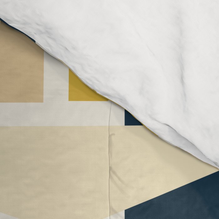 Mid-Century Modern Geometrica Pattern in Navy Blue, Mustard, Grey, Beige, and Cream Comforter Gallery Image 4