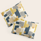 Mid-Century Modern Geometrica Pattern in Navy Blue, Mustard, Grey, Beige, and Cream Pillow Sham Gallery Image 3