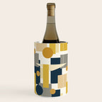 Mid-Century Modern Geometrica Pattern in Navy Blue, Mustard, Grey, Beige, and Cream Wine Chiller Gallery Image 2