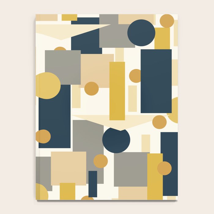 Mid-Century Modern Geometrica Pattern in Navy Blue, Mustard, Grey, Beige, and Cream Notebook Gallery Image 4