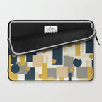 Mid-Century Modern Geometrica Pattern in Navy Blue, Mustard, Grey, Beige, and Cream Laptop Sleeve Gallery Image 2