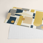 Mid-Century Modern Geometrica Pattern in Navy Blue, Mustard, Grey, Beige, and Cream Wrapping Paper Gallery Image 2