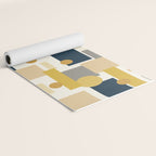 Mid-Century Modern Geometrica Pattern in Navy Blue, Mustard, Grey, Beige, and Cream Yoga Mat Gallery Image 2