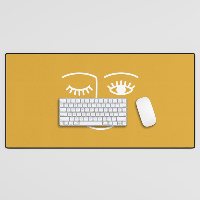 Wink (Mustard Yellow) Desk Mat Gallery Image 1