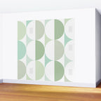 Mid-Mod geometric Sun and Moon tile - Sage Green Wall Mural Gallery Image 2