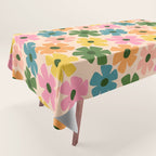 Retro Flower - Big Daisy Cream background Tablecloth Gallery Image 1