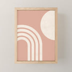 Mid Century Modern Dust Pink Sun and Rainbow Mini Art Print Gallery Image 1