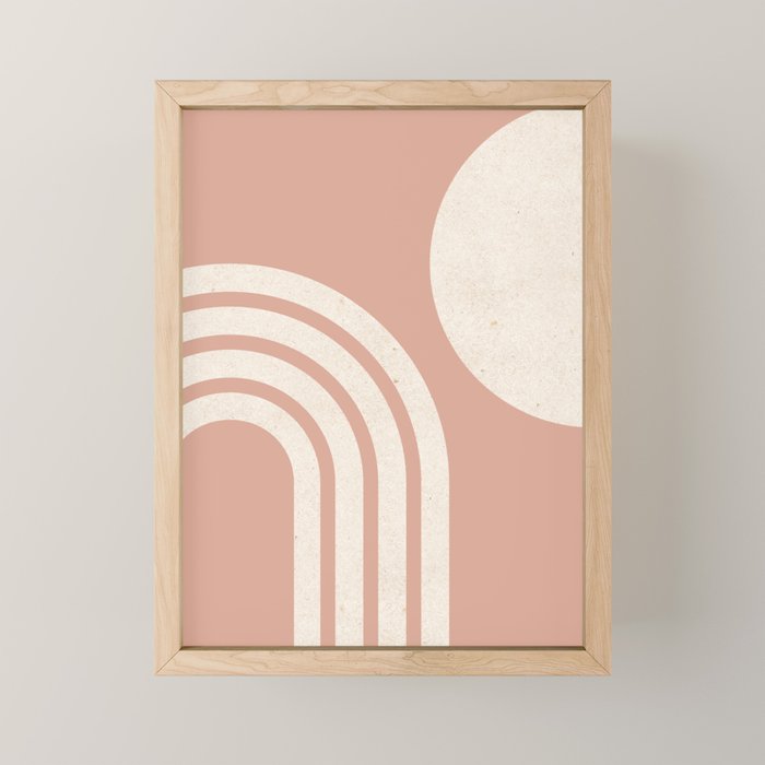 Mid Century Modern Dust Pink Sun and Rainbow Mini Art Print Gallery Image 1