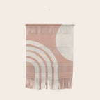 Mid Century Modern Dust Pink Sun and Rainbow Wall Hanging Gallery Image 1