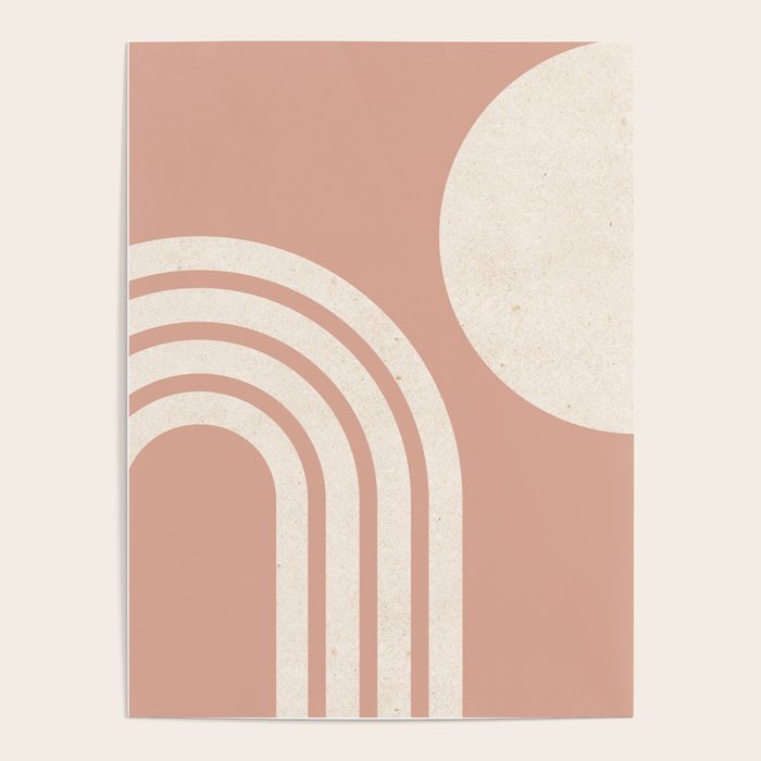 Mid Century Modern Dust Pink Sun and Rainbow Poster Gallery Image 4