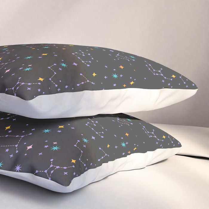 Colorful Night Sky on Black Pillow Sham Gallery Image 3