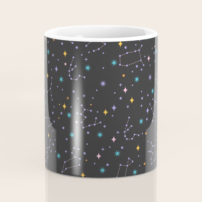 Colorful Night Sky on Black Coffee Mug Gallery Image 4