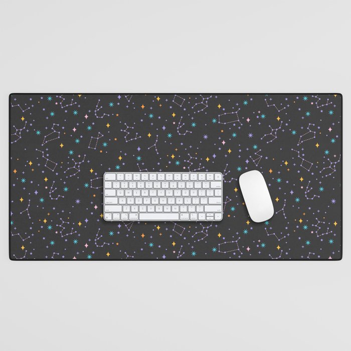 Colorful Night Sky on Black Desk Mat Gallery Image 1