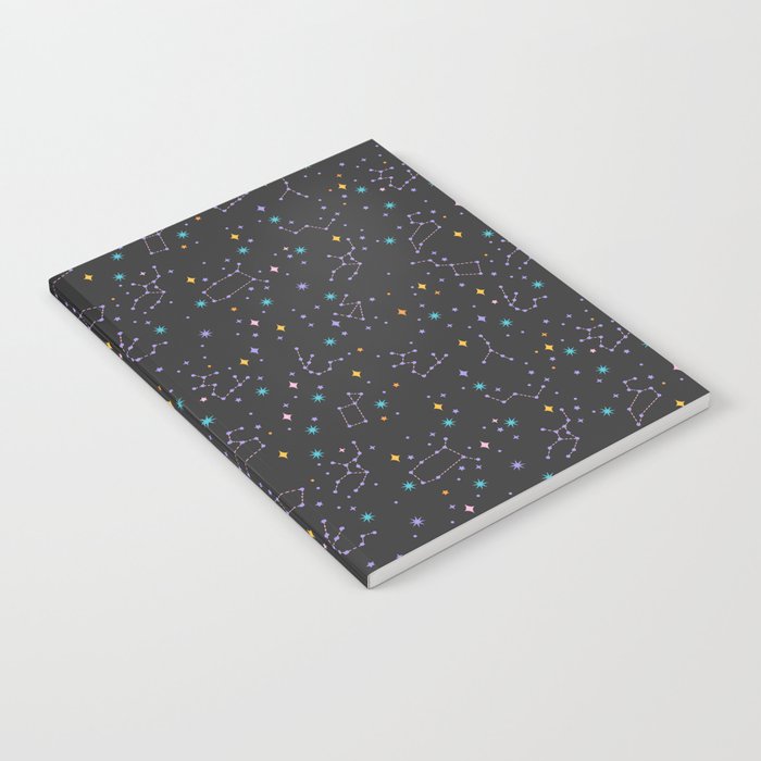 Colorful Night Sky on Black Notebook