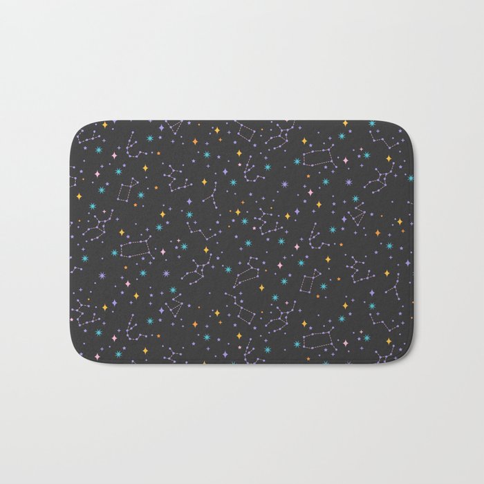 Colorful Night Sky on Black Bath Mat Gallery Image 1