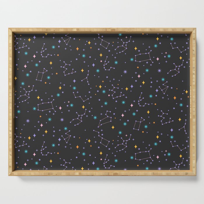 Colorful Night Sky on Black Serving Tray Gallery Image 1