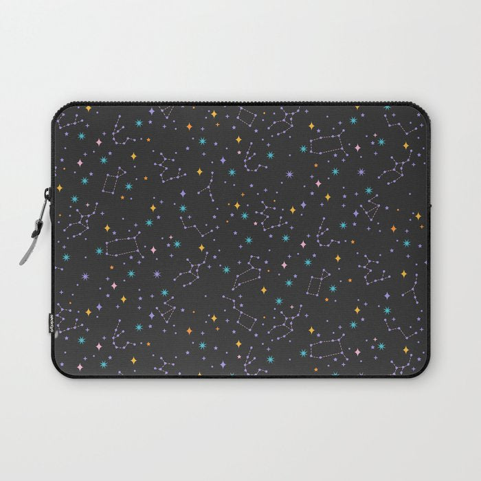 Colorful Night Sky on Black Laptop Sleeve Gallery Image 1