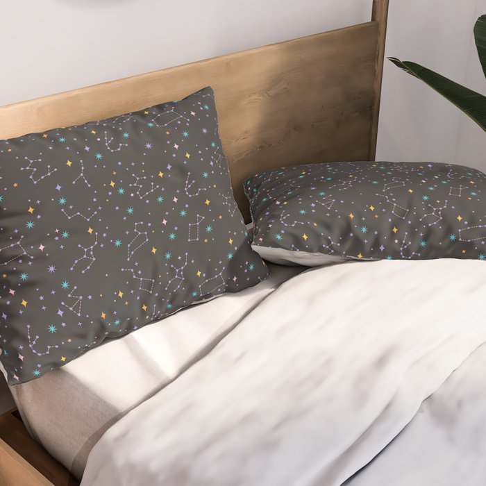 Colorful Night Sky on Black Pillow Sham Gallery Image 2