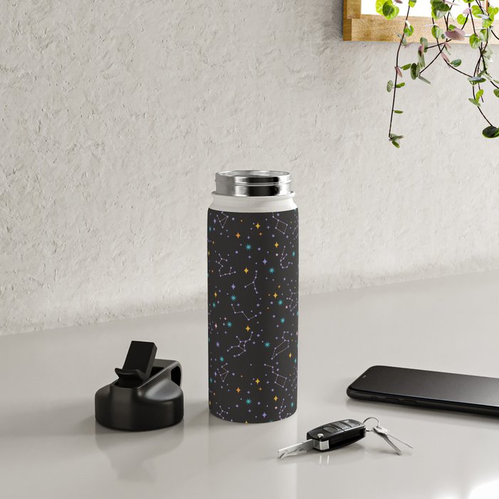 Colorful Night Sky on Black Water Bottle Gallery Image 4
