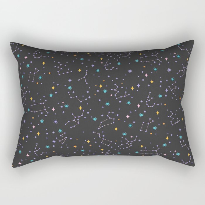 Colorful Night Sky on Black Rectangular Pillow Gallery Image 1