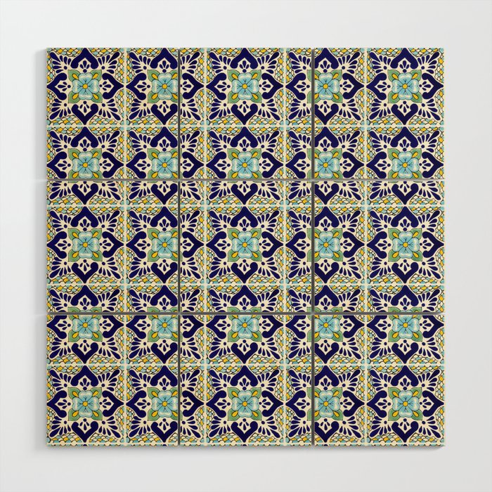 Talavera Mexican Tile IN BLU Wood Wall Art Gallery Image 1