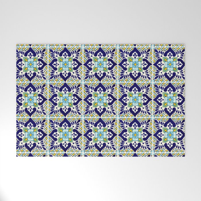 Talavera Mexican Tile IN BLU Welcome Mat Gallery Image 1