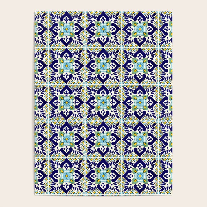 Talavera Mexican Tile IN BLU Poster Gallery Image 4