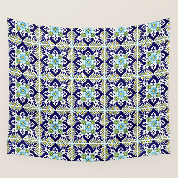 Talavera Mexican Tile IN BLU Wall Tapestry Gallery Image 4