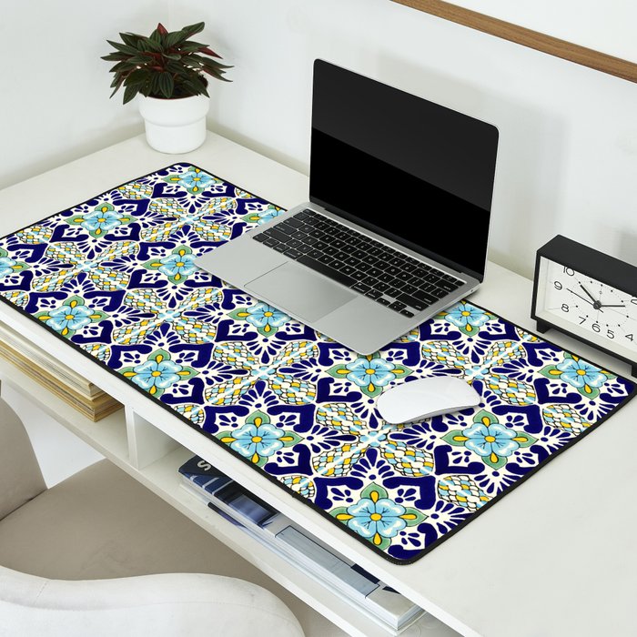 Talavera Mexican Tile IN BLU Desk Mat Gallery Image 2