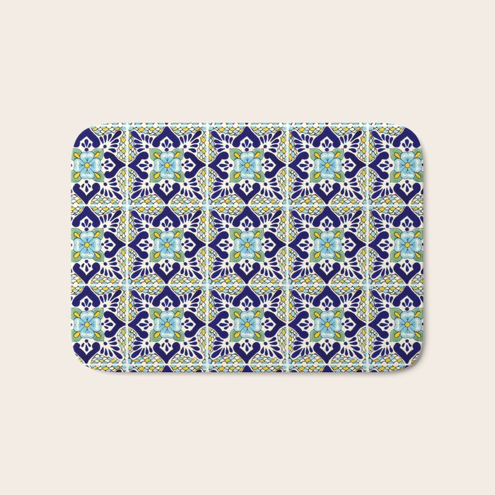 Talavera Mexican Tile IN BLU Bath Mat Gallery Image 1