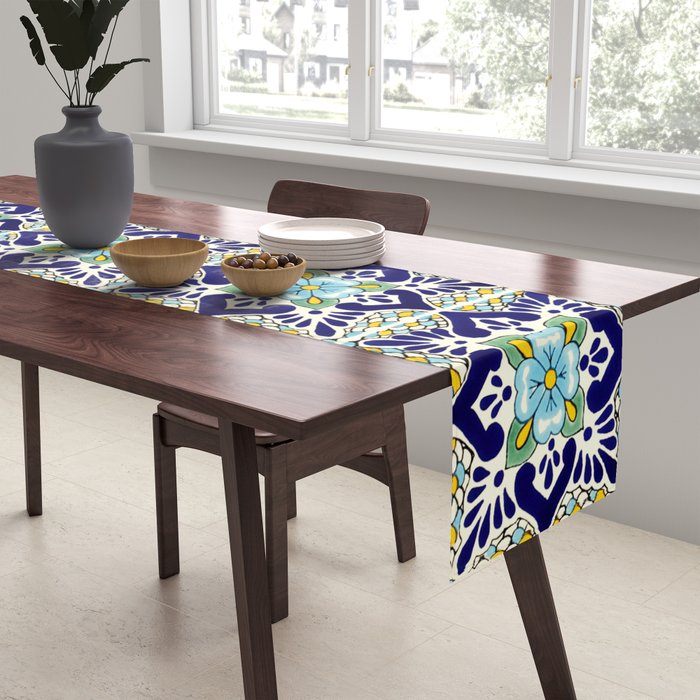 Talavera Mexican Tile IN BLU Table Runner Gallery Image 2