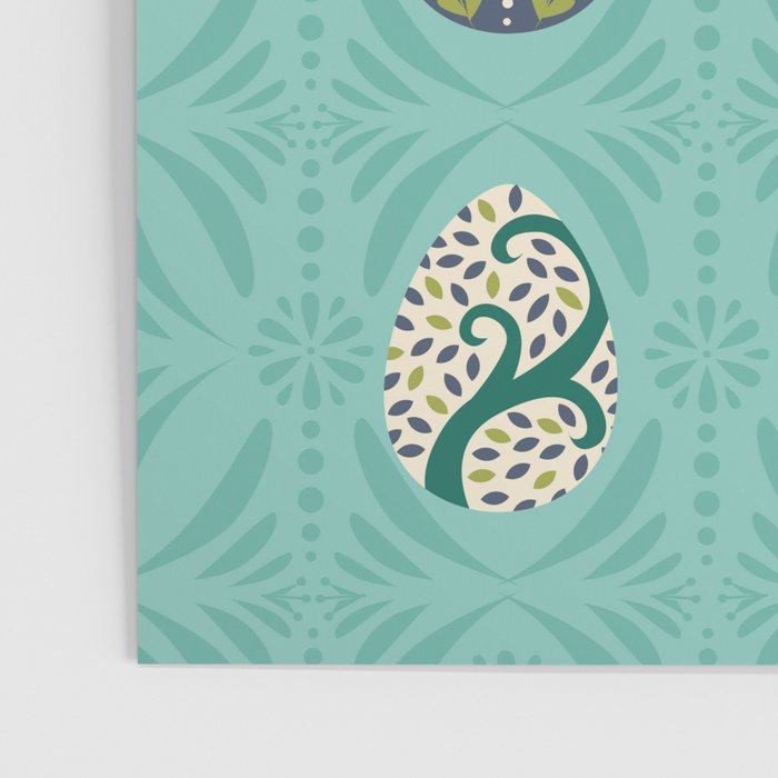 Floral Easter Eggs - Aqua Poster Gallery Image 3