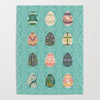 Floral Easter Eggs - Aqua Poster Gallery Image 4